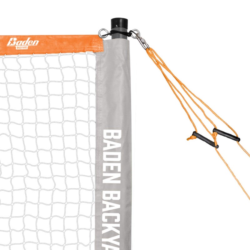 Baden Champions Portable Badminton Set | Regulation Net, 4 Racquets, 3 Shuttlecocks, Boundary & Carry Bag | Ideal for Backyard Fun | Orange/Gray - Image 2